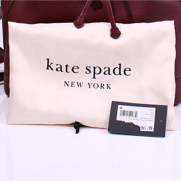 Kate Spade York Pebbled & Smooth Leather Backpack In Cordovan Burgundy - Picture 7 of 8